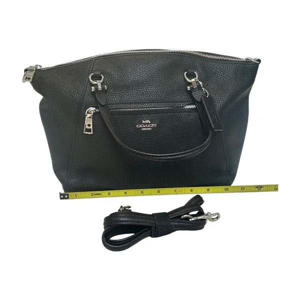 Coach Prairie Satchel Black Pebble Leather Crossbody Bag 58874 - Picture 11 of 12